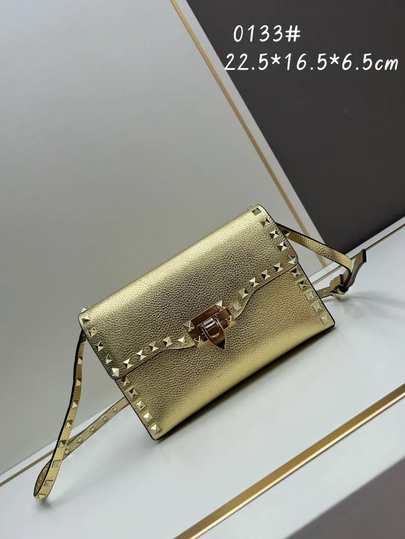 Valentino Gold Crossbody Satchel Bag 0133