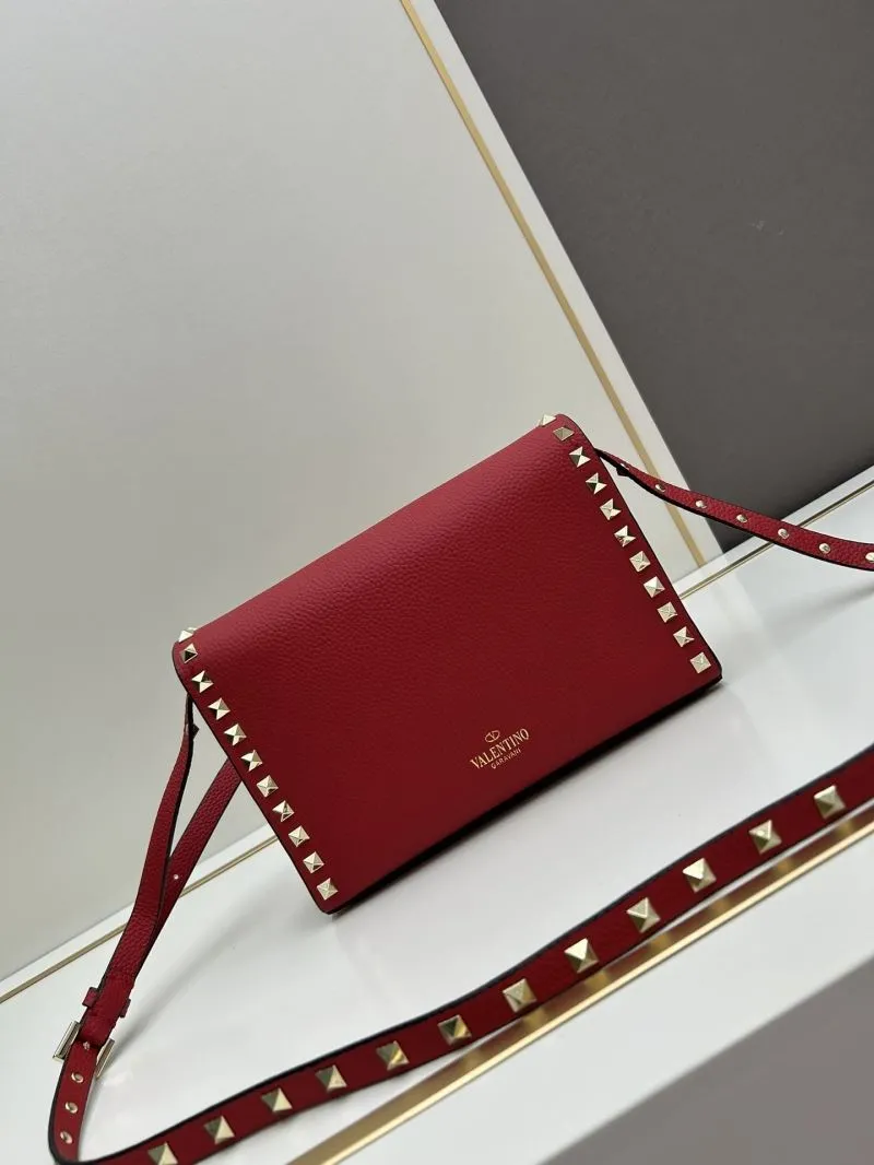 Valentino Red Studded Crossbody Satchel Bag 0133 - Image 3