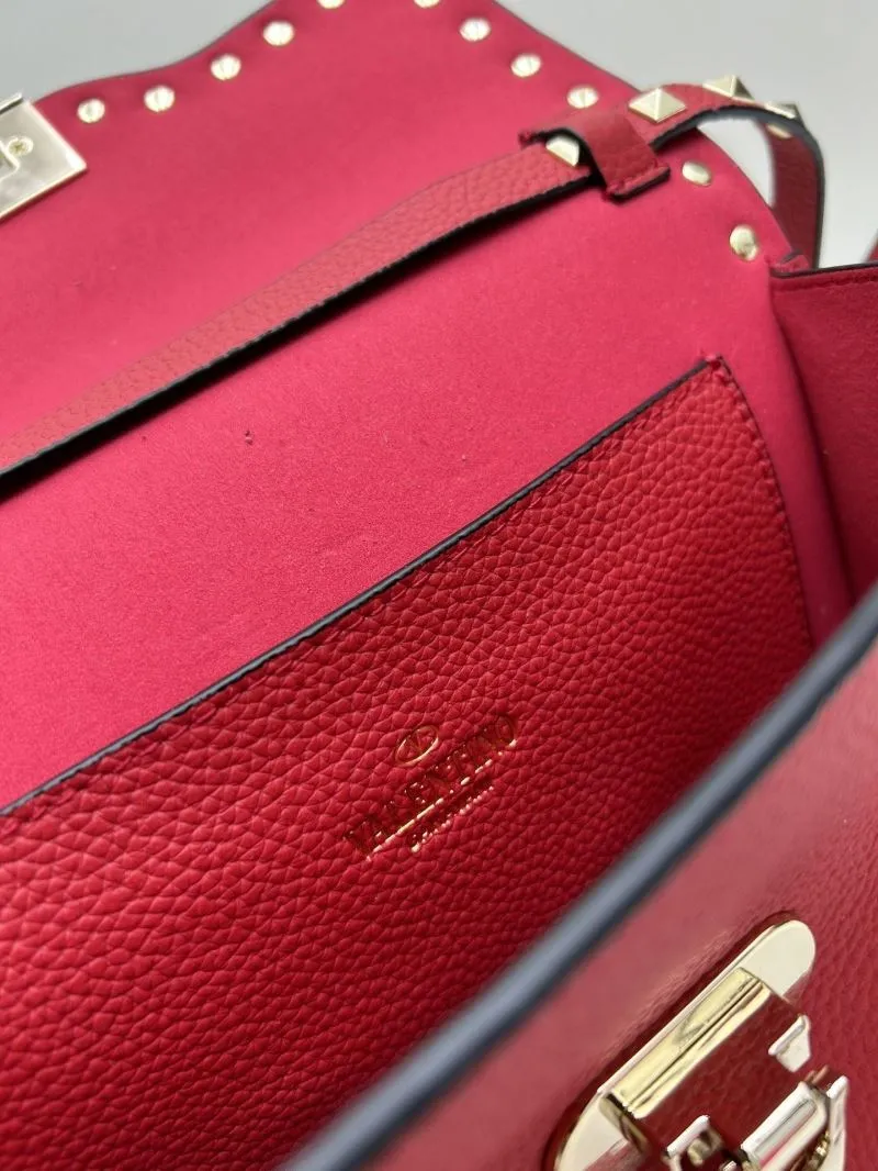 Valentino Red Studded Crossbody Satchel Bag 0133 - Image 8