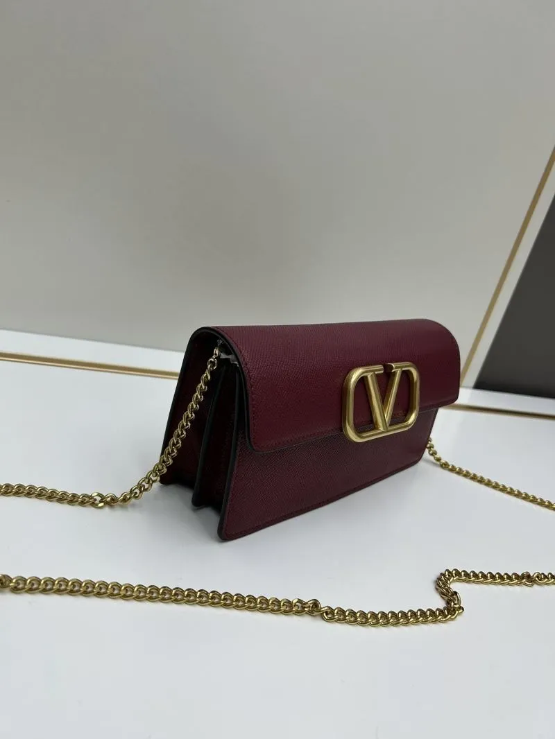 Valentino Burgundy Chain Crossbody Bag 805
