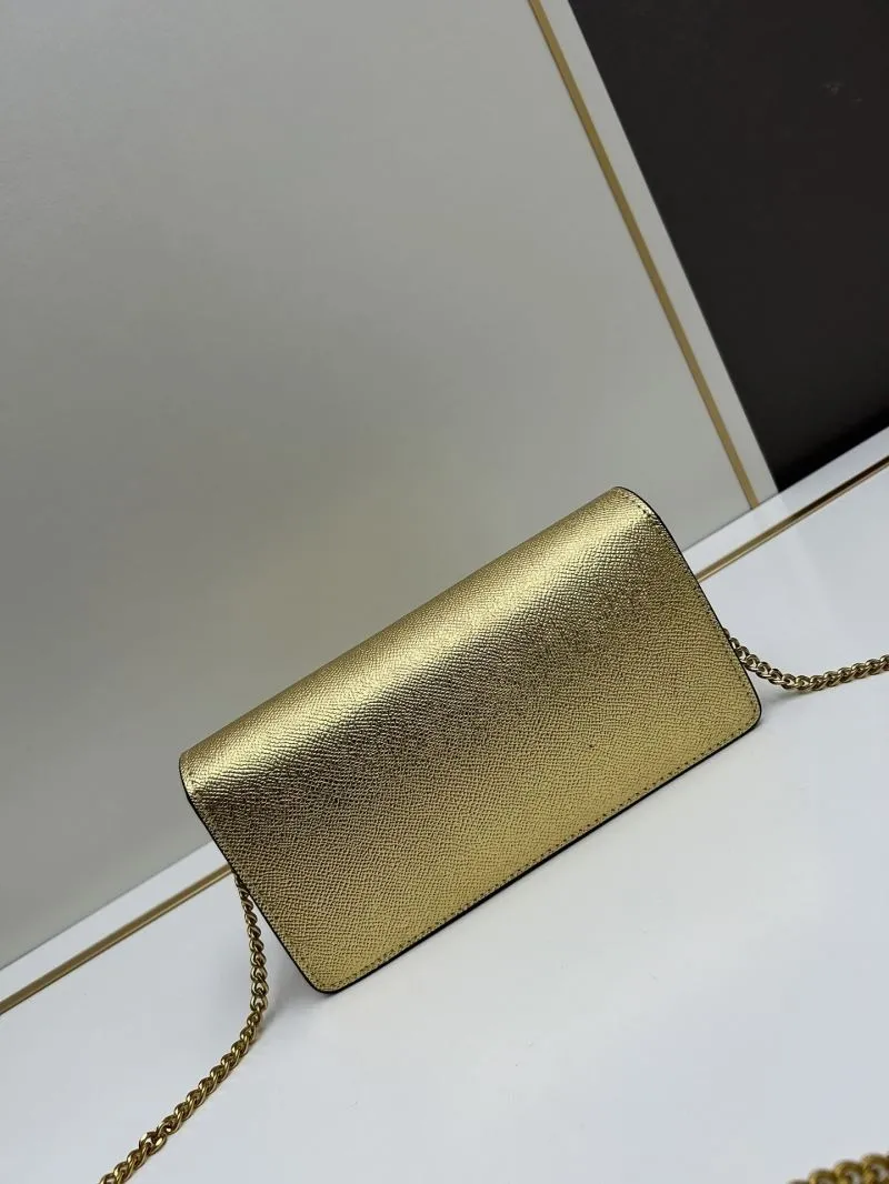 Valentino Gold Chain Satchel Bag 0131 20x5.5x10cm - Image 3