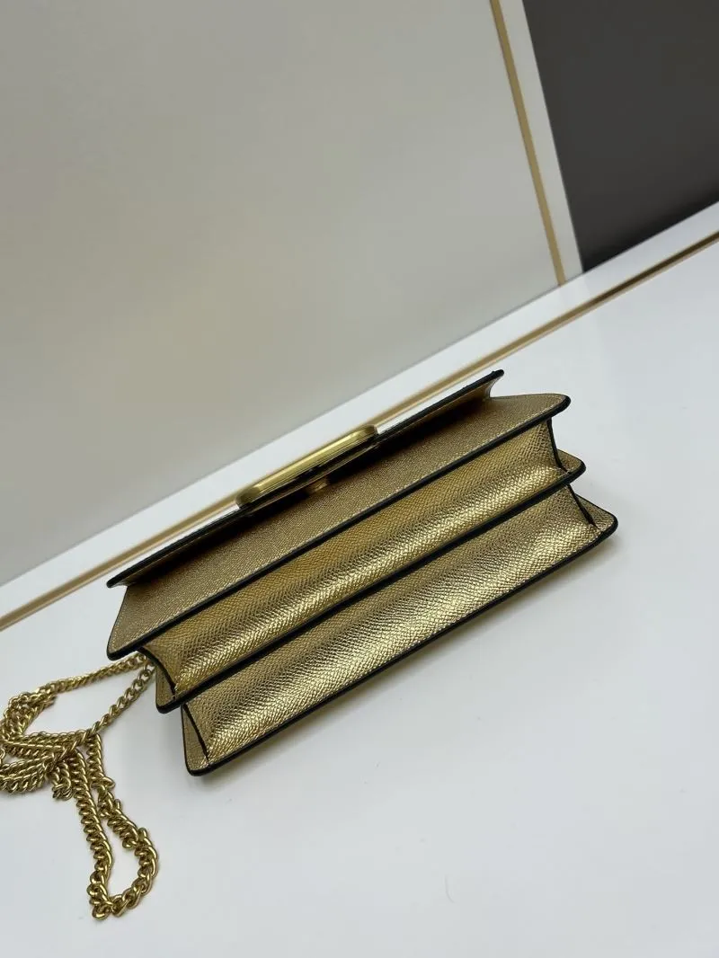 Valentino Gold Chain Satchel Bag 0131 20x5.5x10cm - Image 5