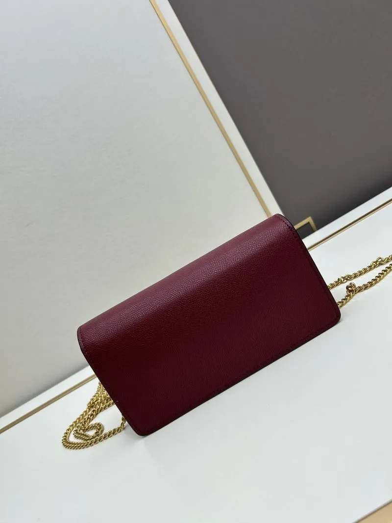 Valentino Burgundy Leather Chain Crossbody Bag 0131 - Image 3