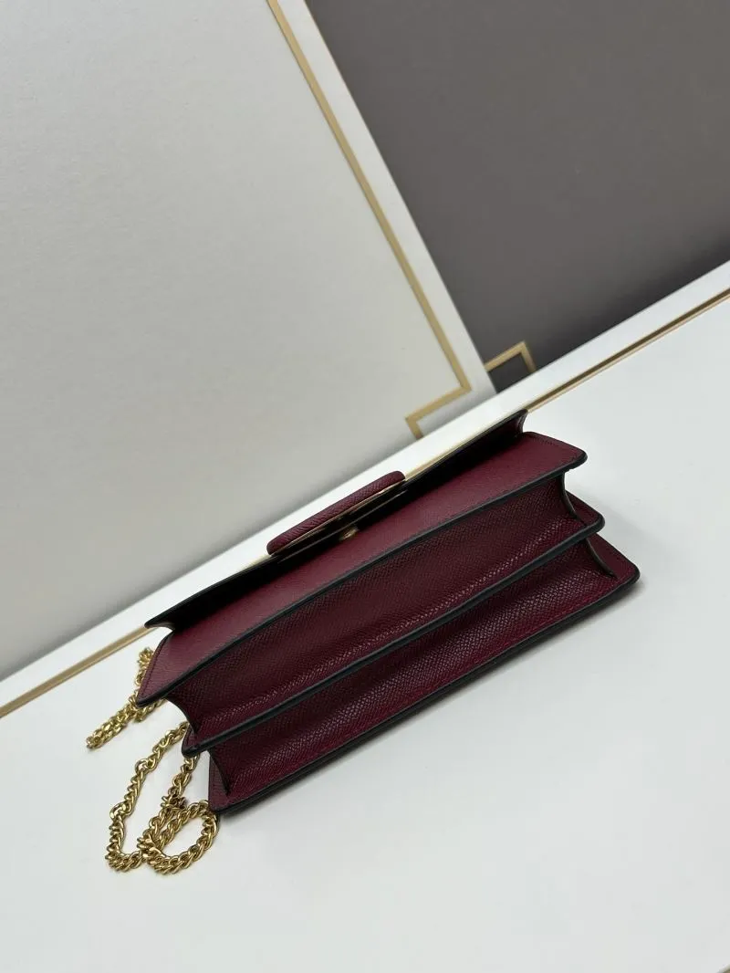 Valentino Burgundy Leather Chain Crossbody Bag 0131 - Image 5
