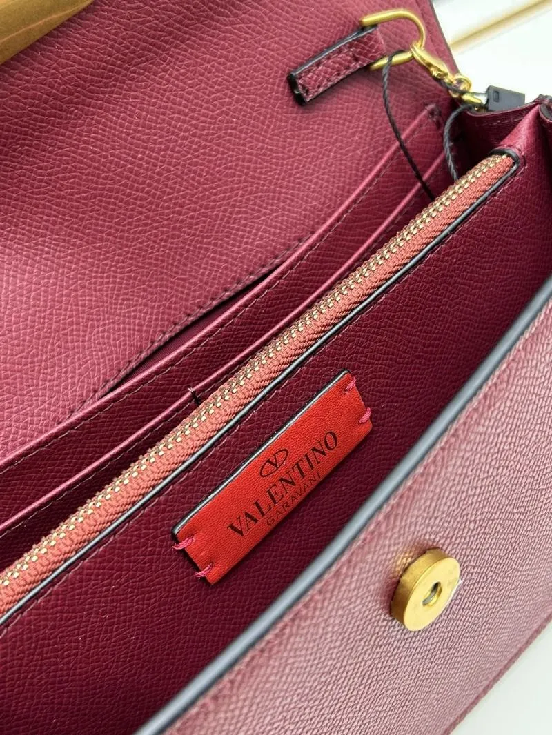 Valentino Burgundy Leather Chain Crossbody Bag 0131 - Image 8