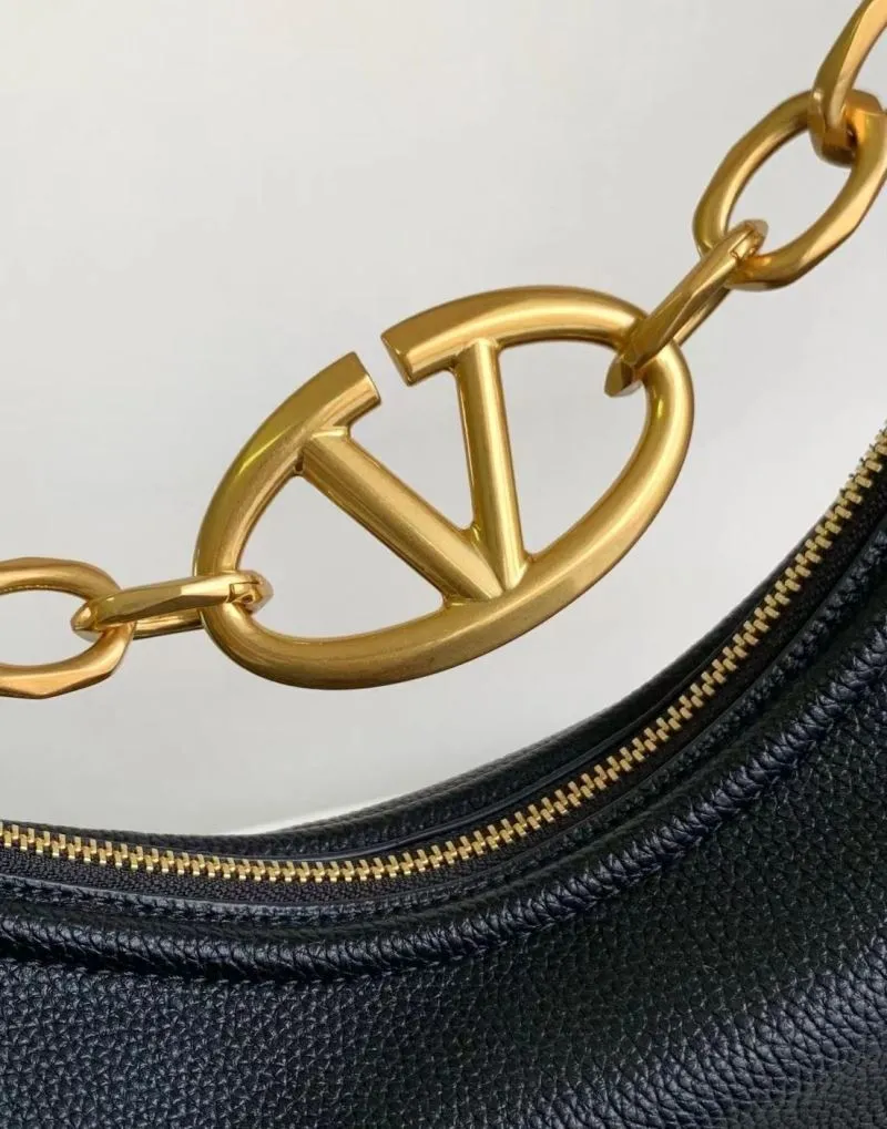 Valentino Black Leather Crescent Satchel Bag 5023 - Image 3