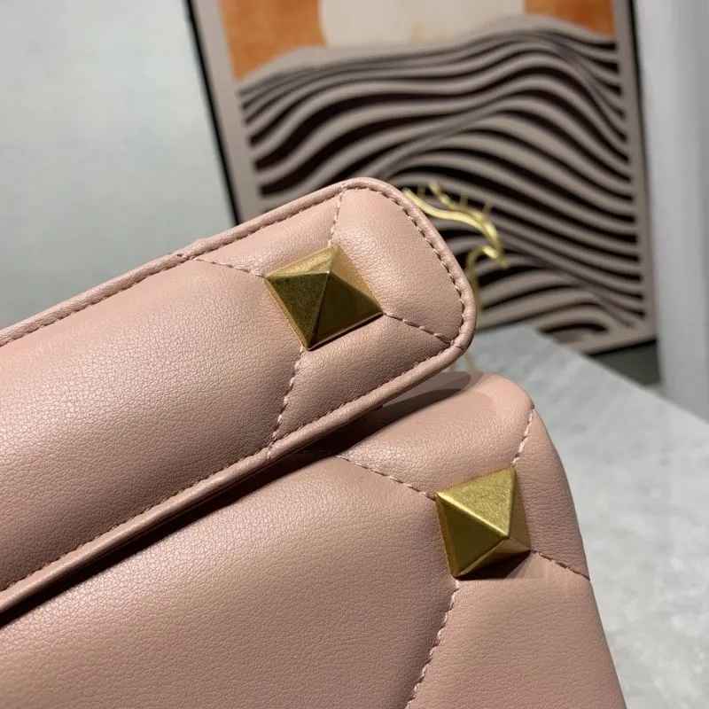 Valentino Pink Gold Studded Chain Satchel Bag 819 30x20x12CM - Image 4