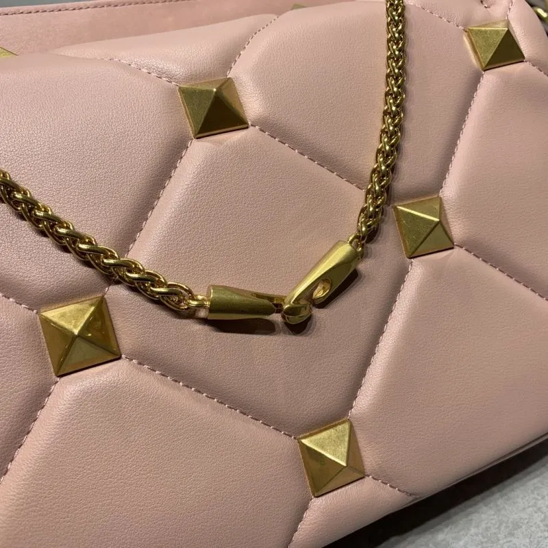 Valentino Pink Gold Studded Chain Satchel Bag 819 30x20x12CM - Image 5