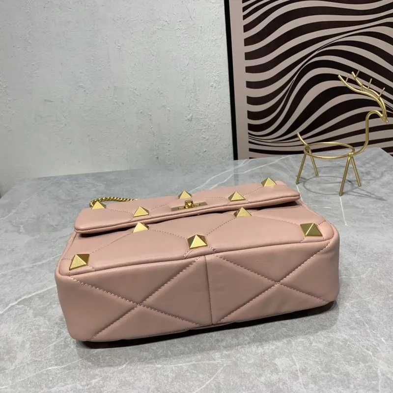 Valentino Pink Gold Studded Chain Satchel Bag 819 30x20x12CM - Image 6
