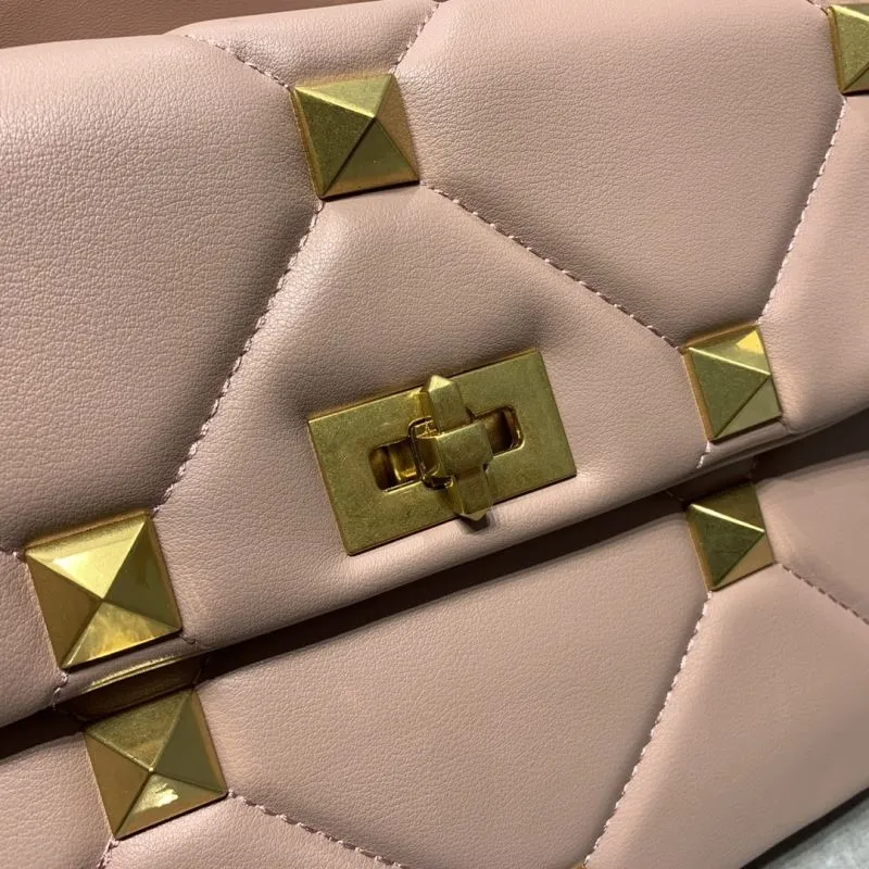Valentino Pink Gold Studded Chain Satchel Bag 819 30x20x12CM - Image 9