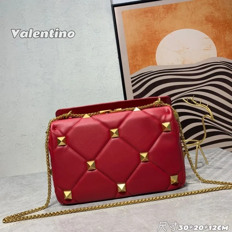 Valentino Red Studded Satchel Bag 824 30x20x12CM - Image 3