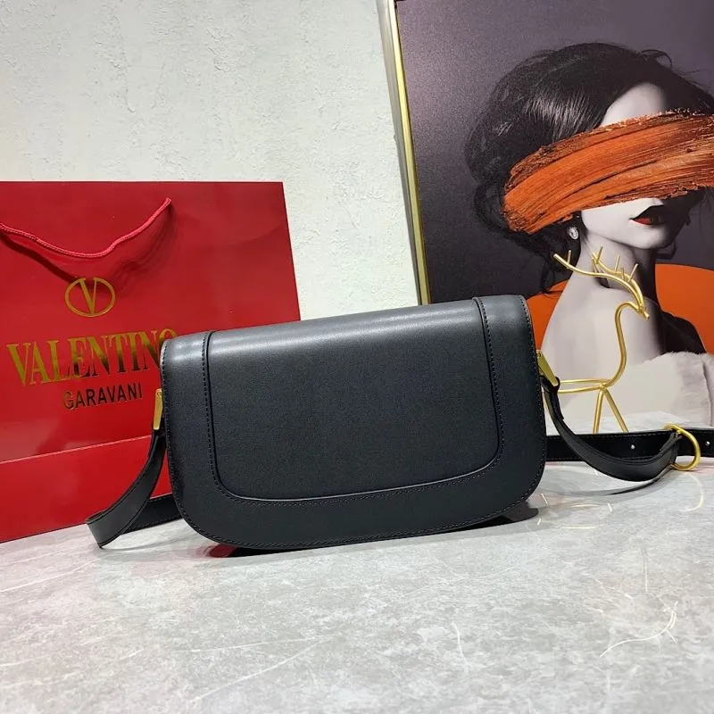 Valentino Black Leather Crossbody Satchel Bag 828 - Image 3