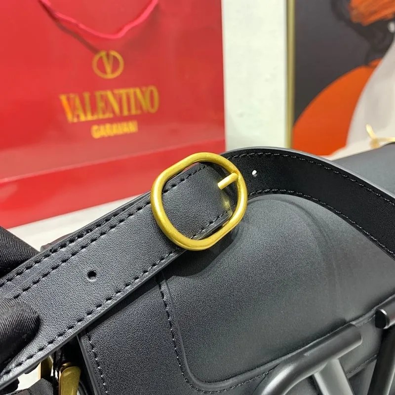 Valentino Black Leather Crossbody Satchel Bag 828 - Image 5