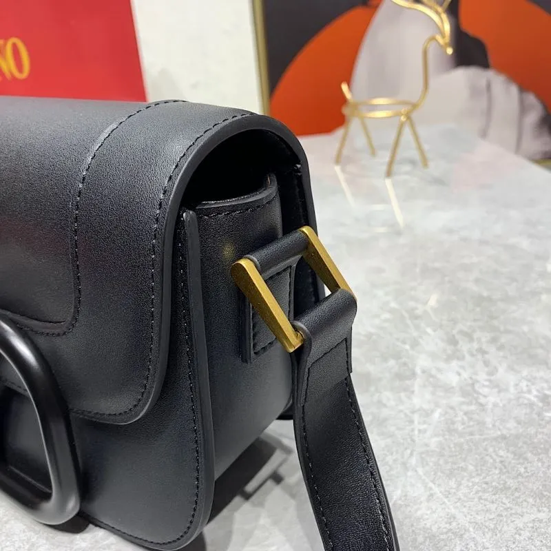Valentino Black Leather Crossbody Satchel Bag 828 - Image 6