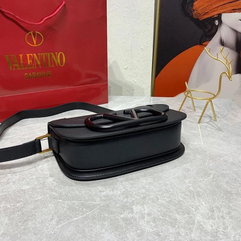 Valentino Black Leather Crossbody Satchel Bag 828 - Image 7