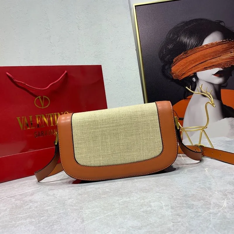 Valentino Garavani 829 Beige Tan Crossbody Satchel Bag - Image 3