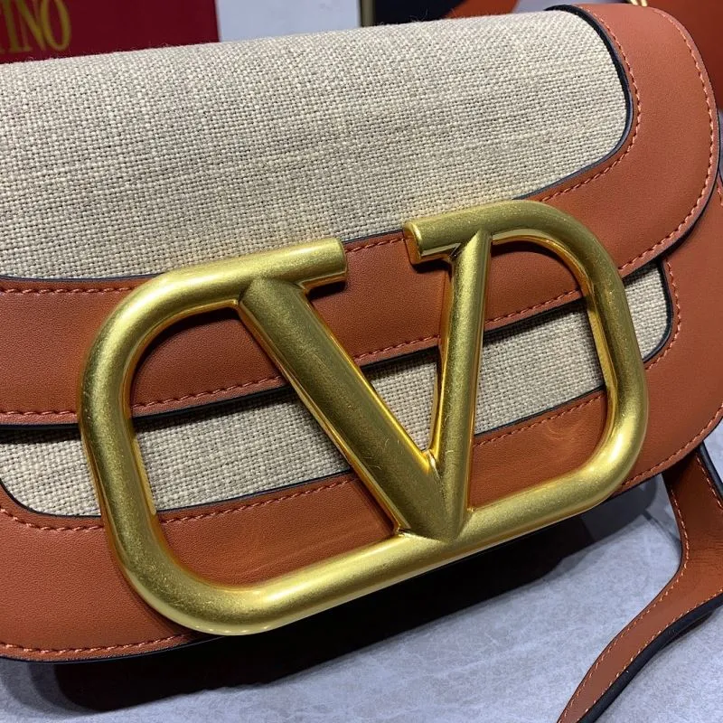 Valentino Garavani 829 Beige Tan Crossbody Satchel Bag - Image 4