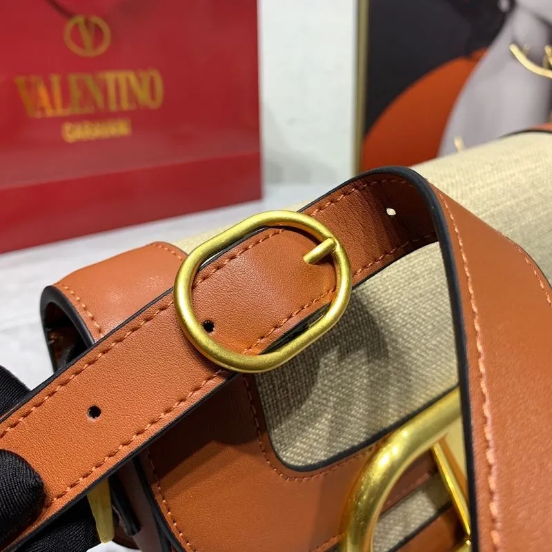 Valentino Garavani 829 Beige Tan Crossbody Satchel Bag - Image 5