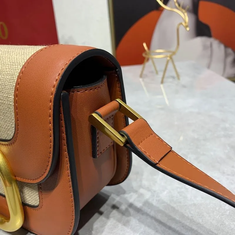 Valentino Garavani 829 Beige Tan Crossbody Satchel Bag - Image 6