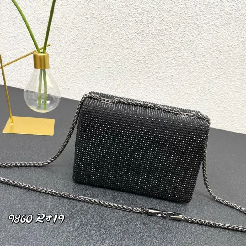 Alternative view of Valentino Black Rhinestone Satchel Bag 9860 Size 19