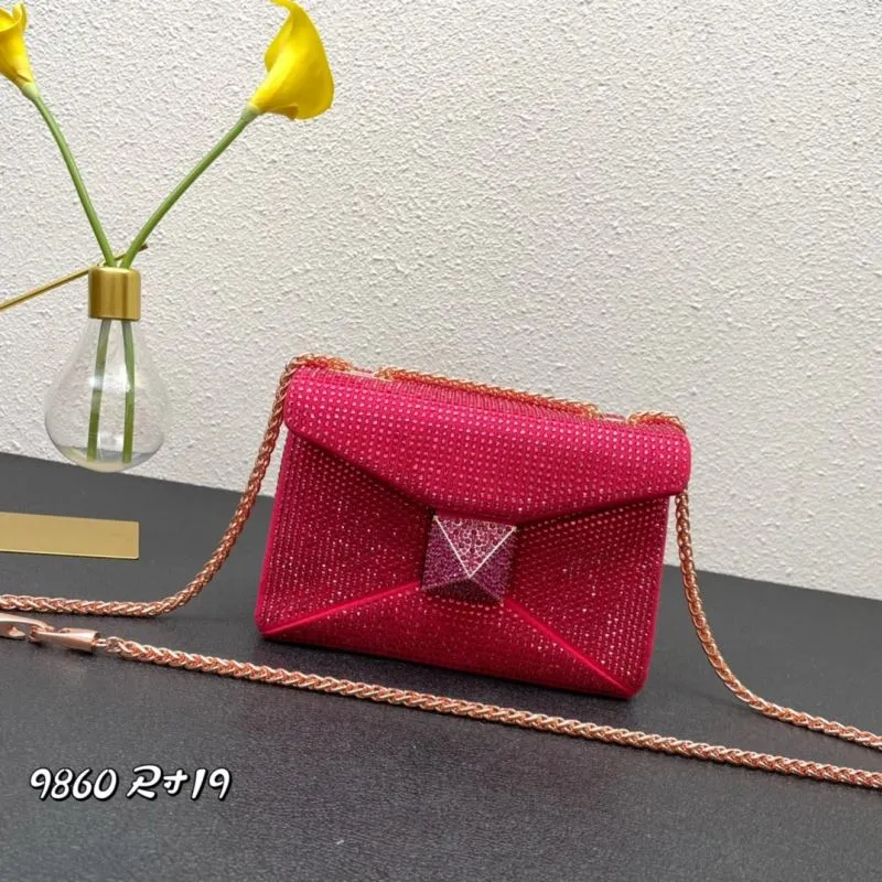Valentino Red Rhinestone Crossbody Bag 9860 Size 19