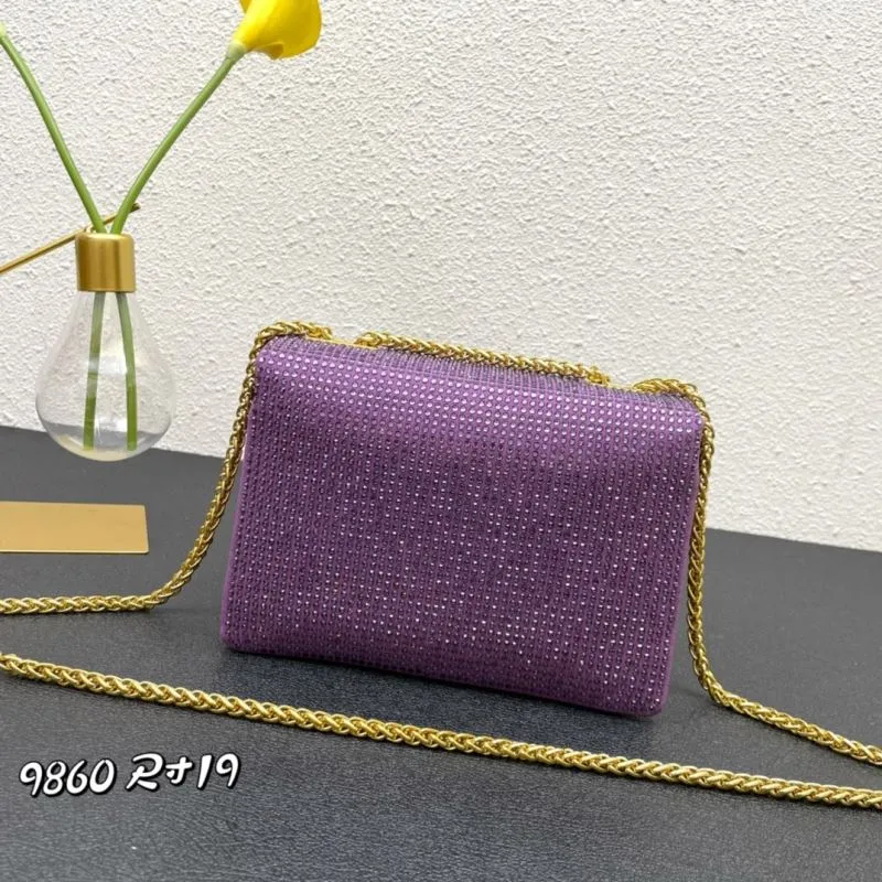 Alternative view of Valentino Purple Rhinestone Satchel Chain Bag Size 19