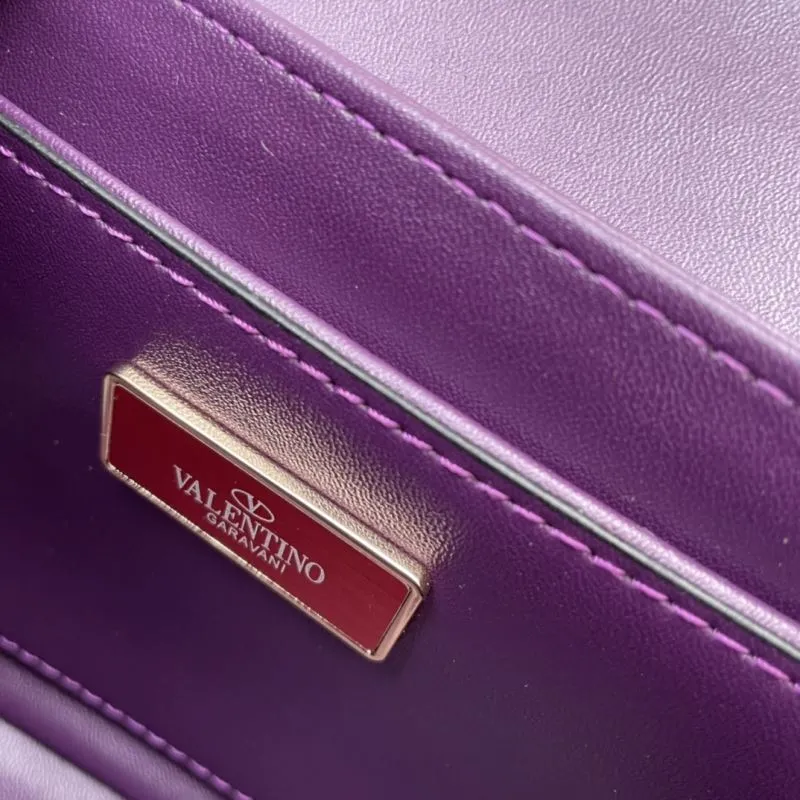 Valentino Purple Rhinestone Satchel Chain Bag Size 19 - Image 9