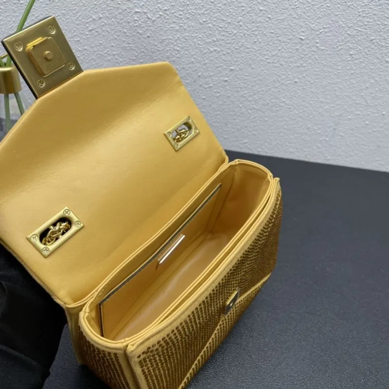 Valentino Gold Crystal Crossbody Satchel Bag 9860 Size 19 - Image 8