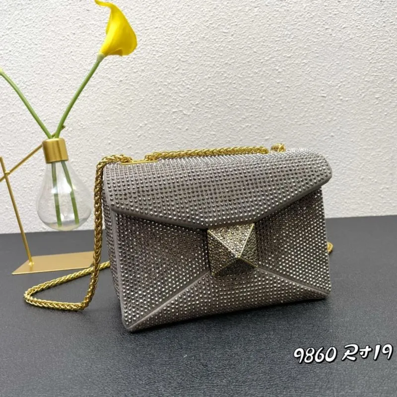 Valentino Gray Studded Satchel Bag 9860 Size 19 - Image 3