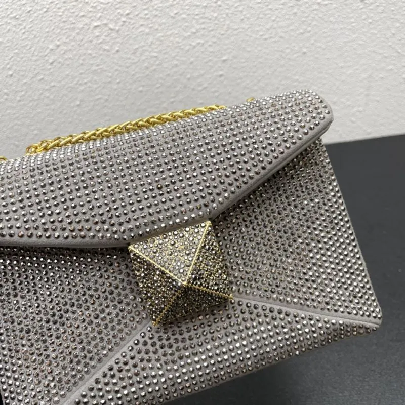 Valentino Gray Studded Satchel Bag 9860 Size 19 - Image 5