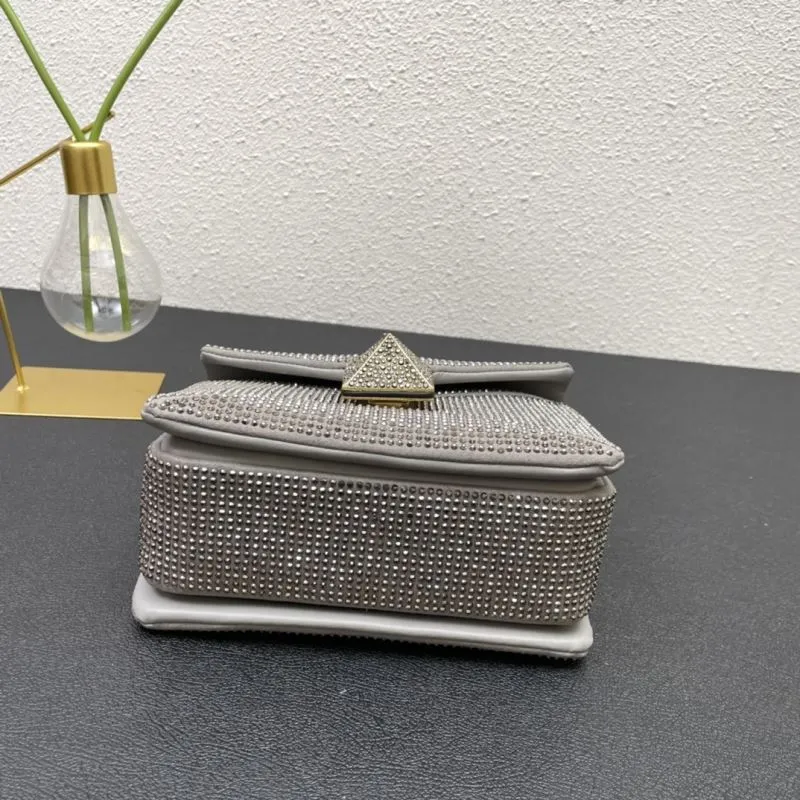 Valentino Gray Studded Satchel Bag 9860 Size 19 - Image 7