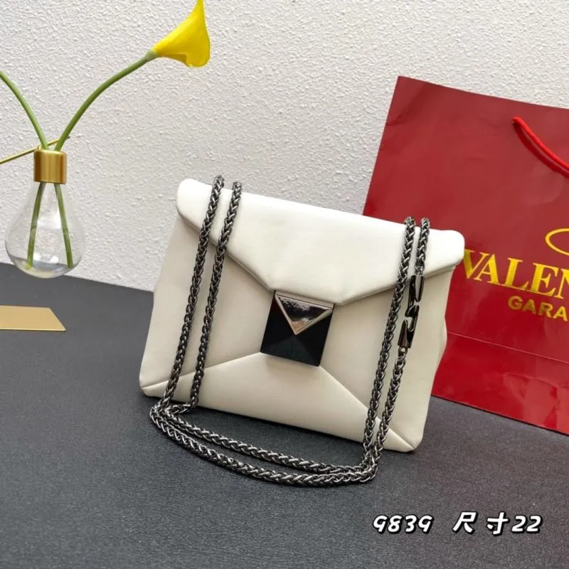 Valentino White Chain Satchel Bag 9839 Size 22