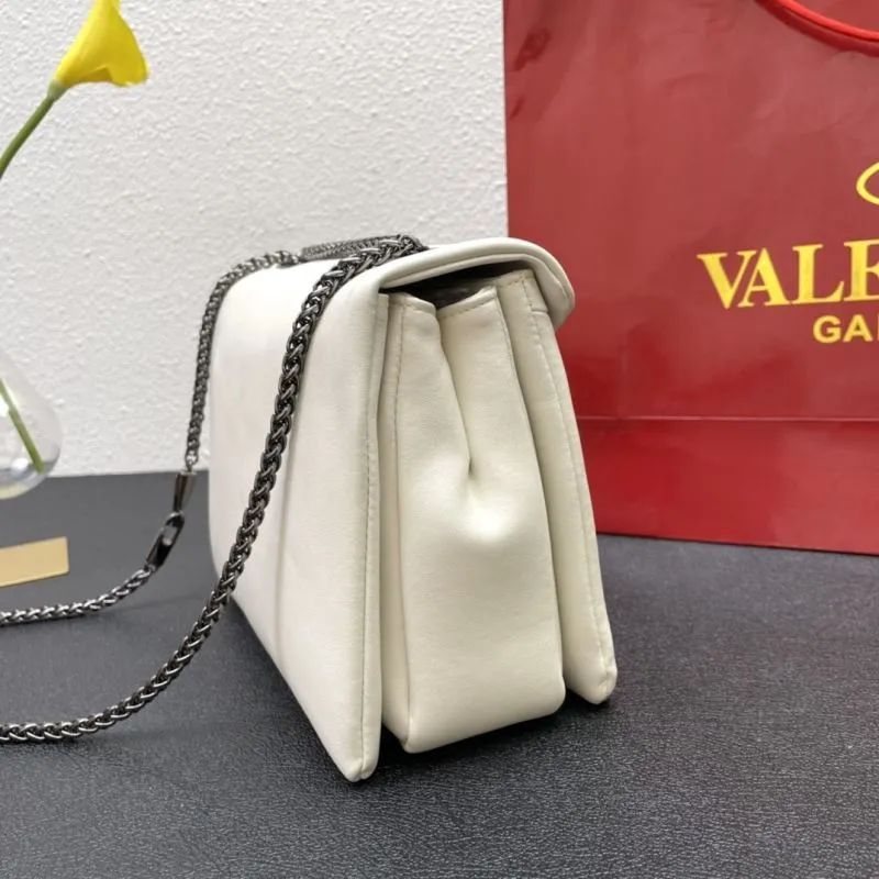 Valentino White Chain Satchel Bag 9839 Size 22 - Image 4