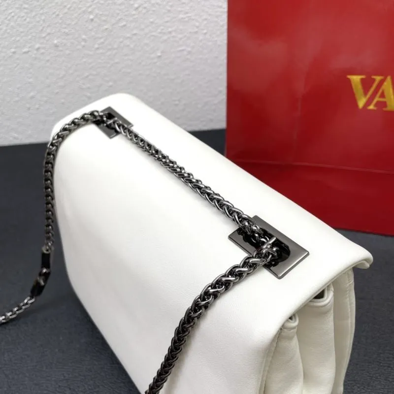 Valentino White Chain Satchel Bag 9839 Size 22 - Image 5