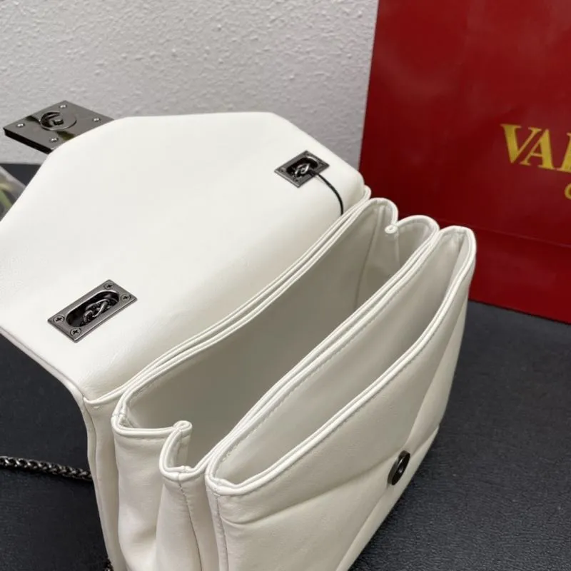 Valentino White Chain Satchel Bag 9839 Size 22 - Image 8