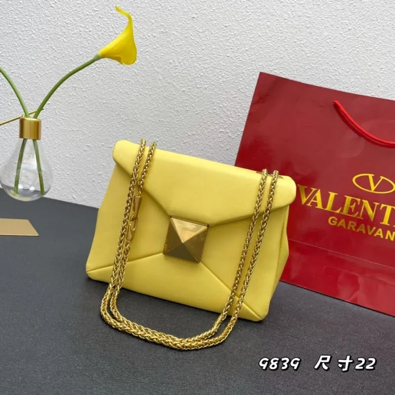 Valentino Garavani Yellow Satchel Bag 9839 Size 22