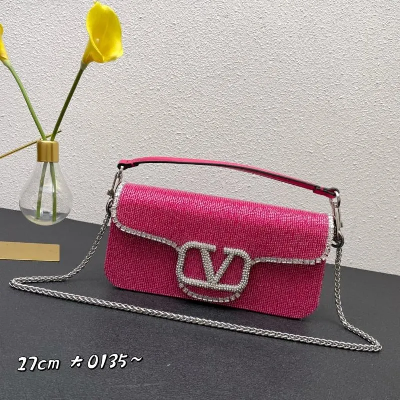 Valentino Hot Pink Rhinestone Satchel Bag 27cm 0135