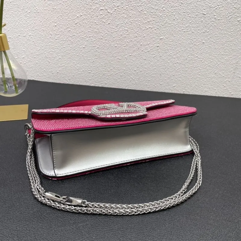 Valentino Hot Pink Rhinestone Satchel Bag 27cm 0135 - Image 5