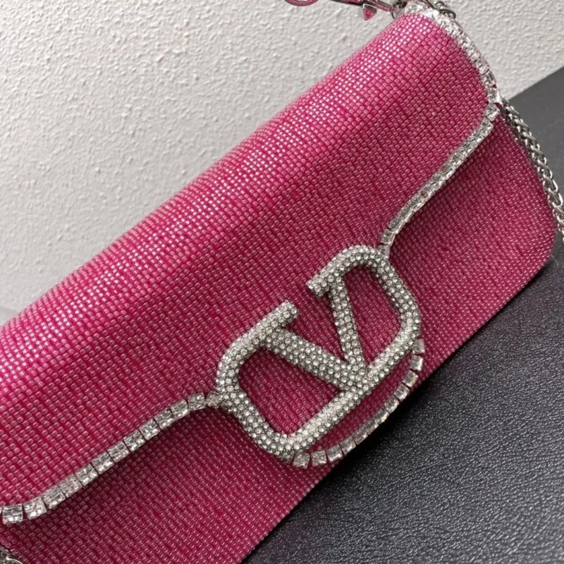 Valentino Hot Pink Rhinestone Satchel Bag 27cm 0135 - Image 6