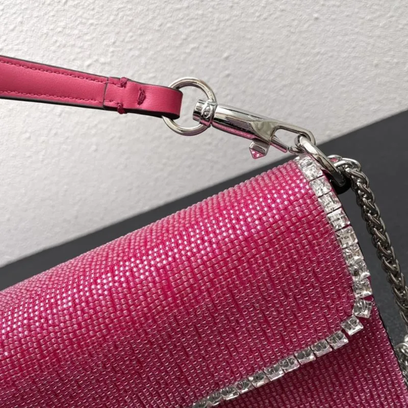 Valentino Hot Pink Rhinestone Satchel Bag 27cm 0135 - Image 7