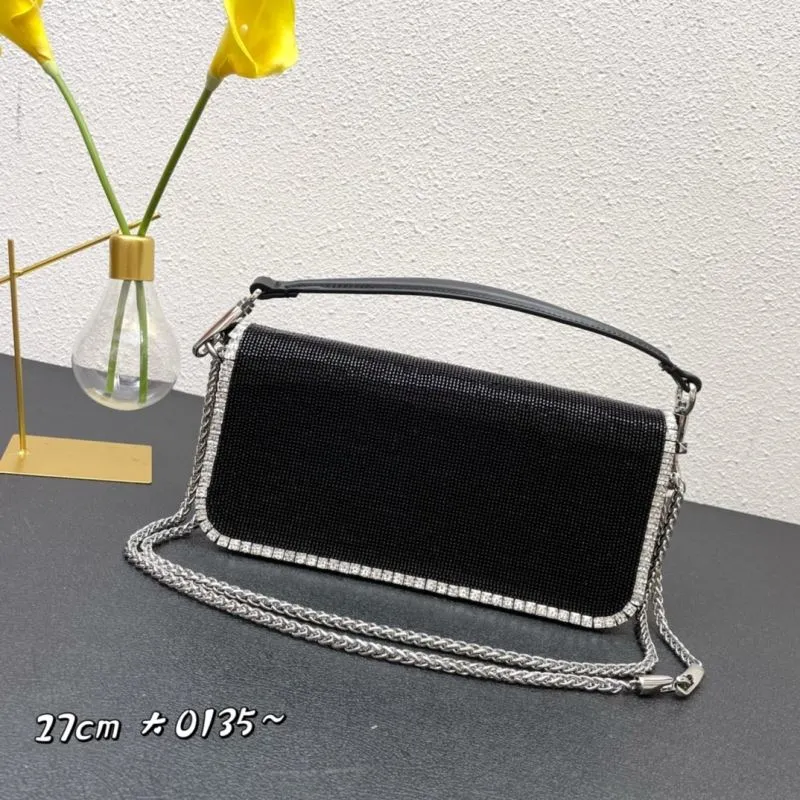 Alternative view of Valentino Black Rhinestone Satchel Shoulder Bag 27cm 0135