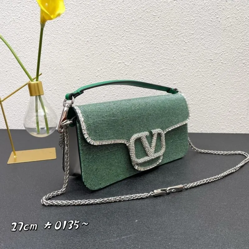Valentino Green Crystal Embellished 27cm Satchel Bag - Image 3