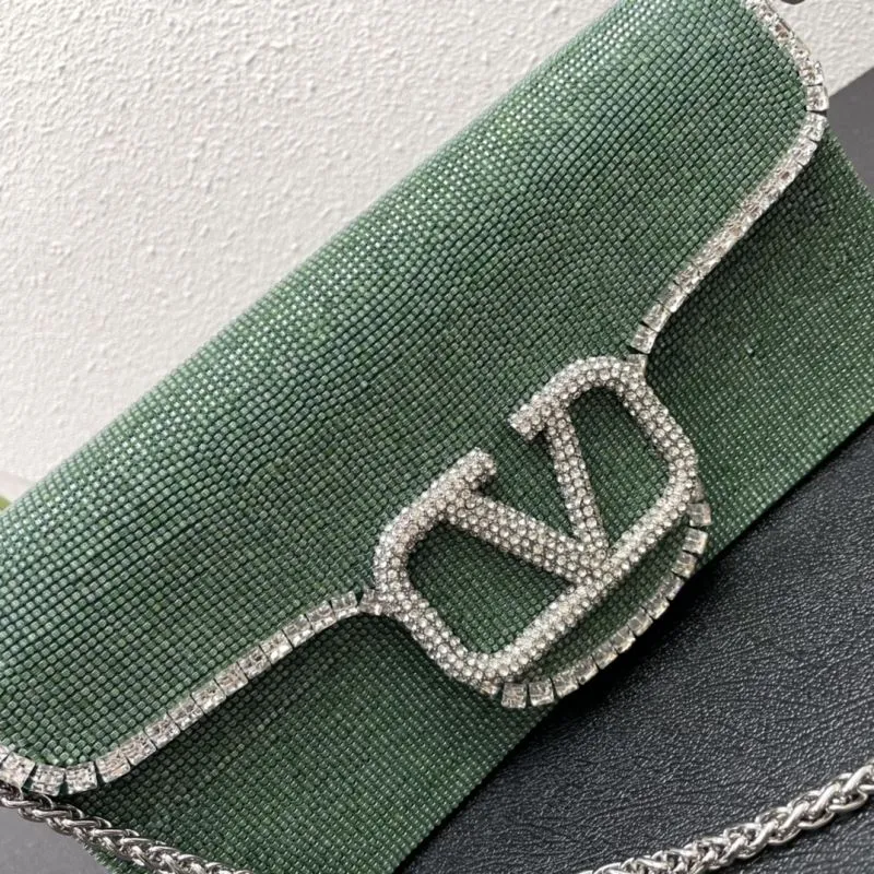 Valentino Green Crystal Embellished 27cm Satchel Bag - Image 6