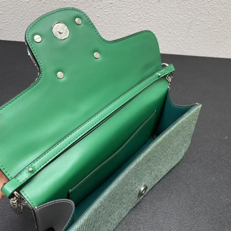 Valentino Green Crystal Embellished 27cm Satchel Bag - Image 8