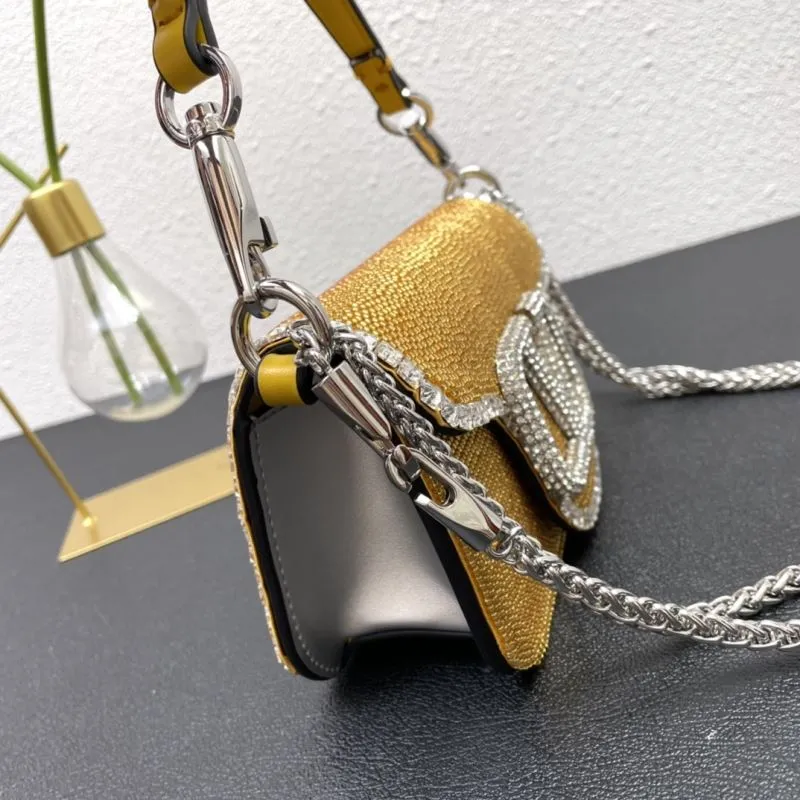 Valentino Yellow Crystal Embellished Satchel Bag 20cm SKU 0134 - Image 4