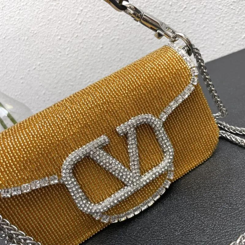 Valentino Yellow Crystal Embellished Satchel Bag 20cm SKU 0134 - Image 5
