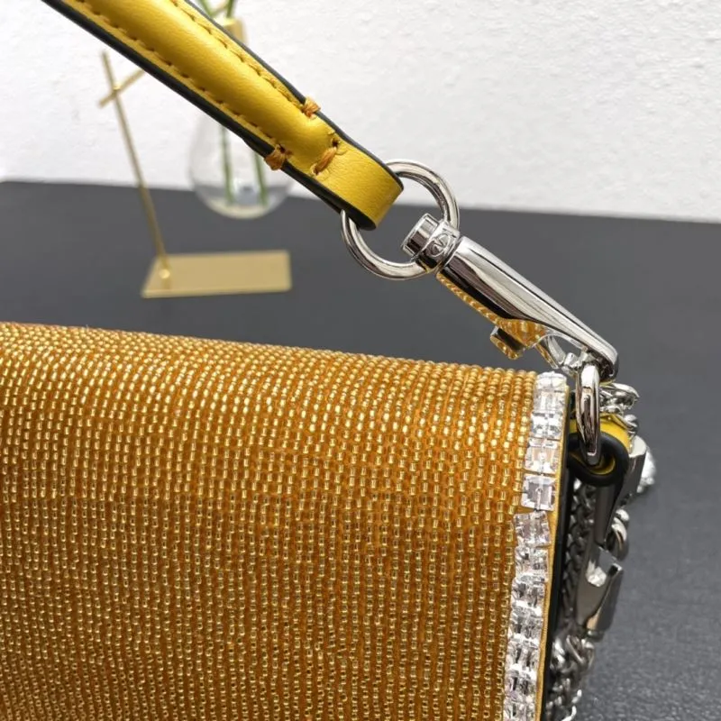 Valentino Yellow Crystal Embellished Satchel Bag 20cm SKU 0134 - Image 6