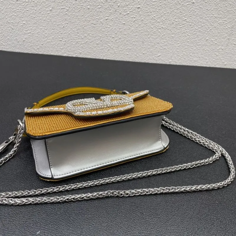 Valentino Yellow Crystal Embellished Satchel Bag 20cm SKU 0134 - Image 7