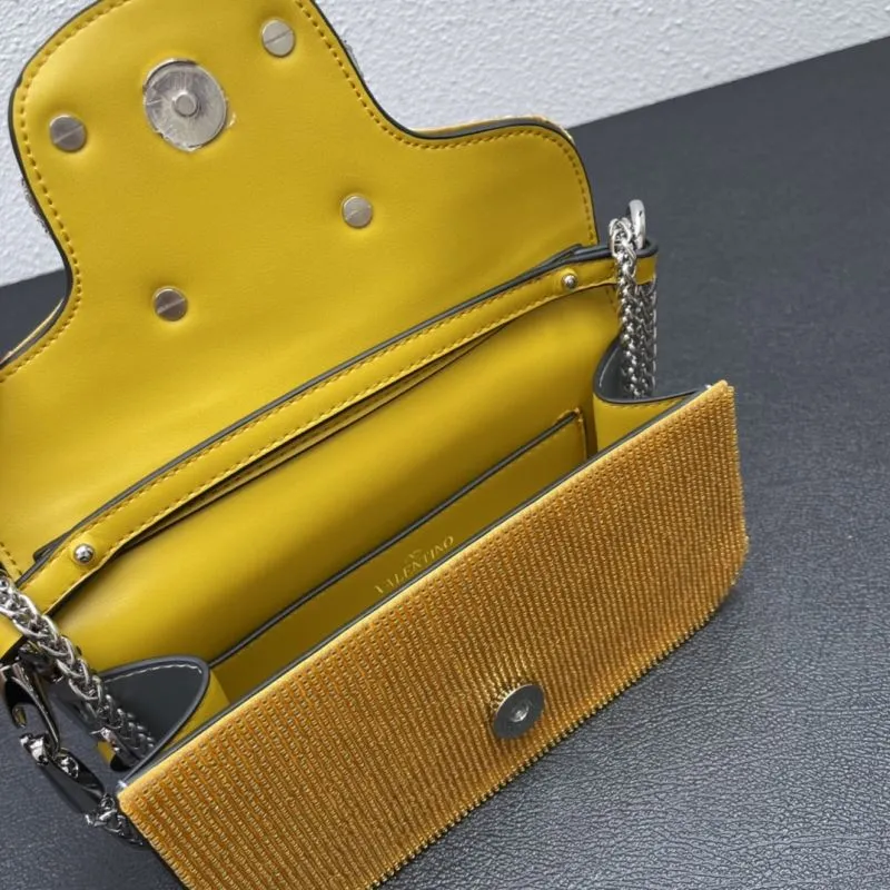 Valentino Yellow Crystal Embellished Satchel Bag 20cm SKU 0134 - Image 8