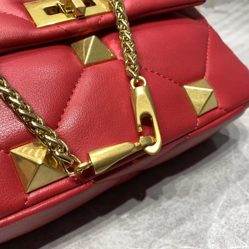 Valentino Red Studded Leather Crossbody Satchel Bag 19x13x6CM - Image 5